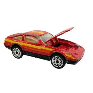 MATCHBOX NISSAN 300 ZX TURBO HOOD OPENS 1/56 DIE CAST Red Yellow Light Interior